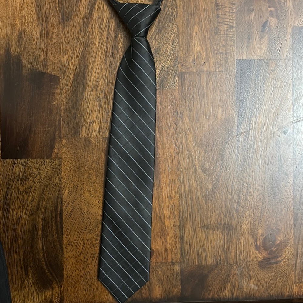 Boys Calvin Klein zipper Black Striped Tie